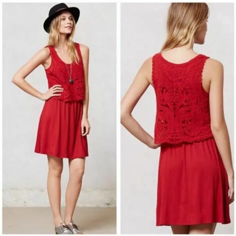 Anthropologie Lilka Geranium Lace Dress